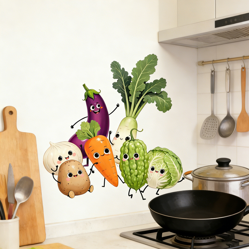 Pvc Panel Background - Stiker Dinding Bertema Sayuran yang Menarik